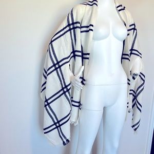 J.Crew Check Shawl Poncho Scarf